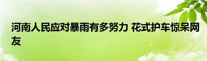 河南人民应对暴雨有多努力花式护车惊呆网友