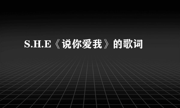 S.H.E《说你爱我》的歌词
