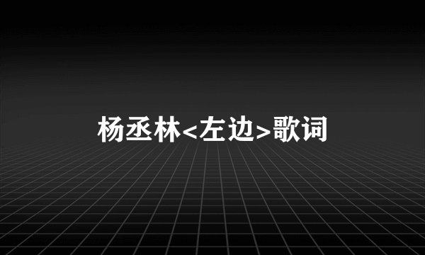 杨丞林<左边>歌词