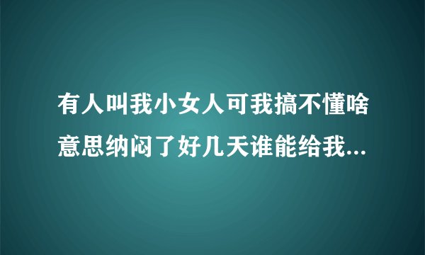 有人叫我小女人可我搞不懂啥意思纳闷了好几天谁能给我解释一下这三个字的意思？？