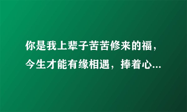 你是我上辈子苦苦修来的福，今生才能有缘相遇，捧着心许下的誓言，你是我的爱人是什么歌