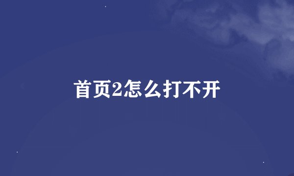 首页2怎么打不开