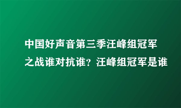 中国好声音第三季汪峰组冠军之战谁对抗谁？汪峰组冠军是谁