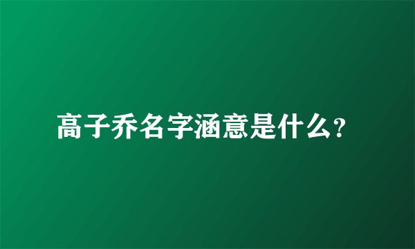 高子乔名字涵意是什么？