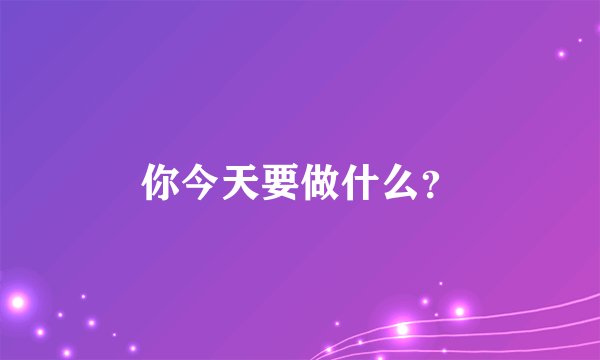 你今天要做什么？