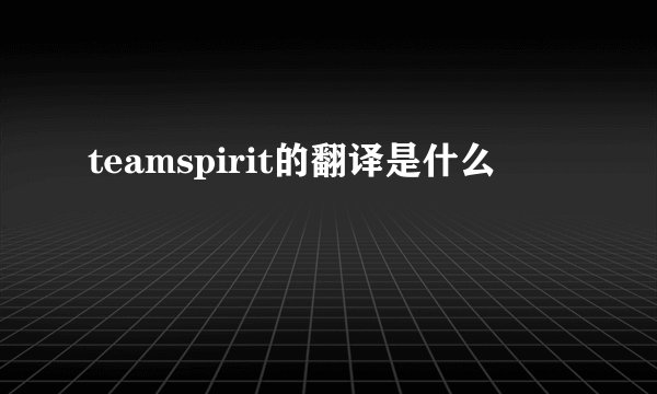 teamspirit的翻译是什么