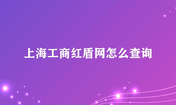 上海工商红盾网怎么查询