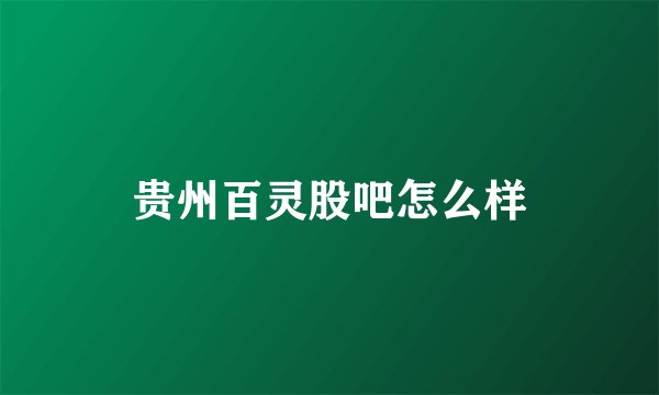 贵州百灵股吧怎么样