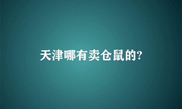 天津哪有卖仓鼠的?