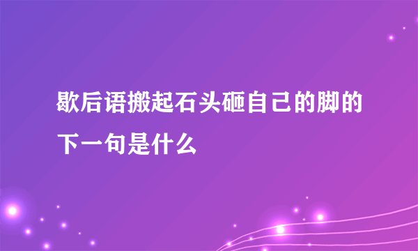 歇后语搬起石头砸自己的脚的下一句是什么