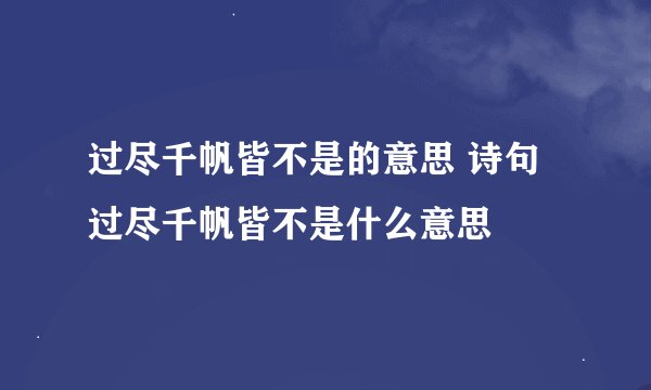 过尽千帆皆不是的意思 诗句 过尽千帆皆不是什么意思