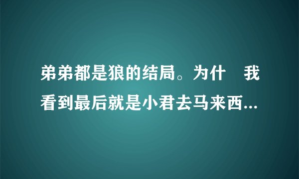 弟弟都是狼的结局。为什麼我看到最后就是小君去马来西亚去找那个人去救秦守。然后作者救乱入了求结局QA
