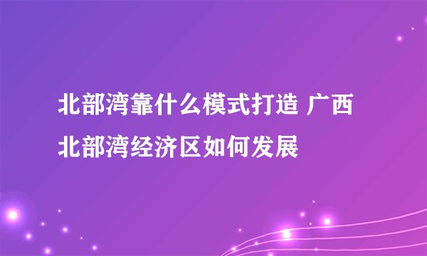 北部湾靠什么模式打造 广西北部湾经济区如何发展
