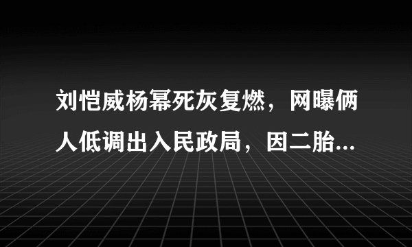 刘恺威杨幂死灰复燃，网曝俩人低调出入民政局，因二胎复婚，是真的吗