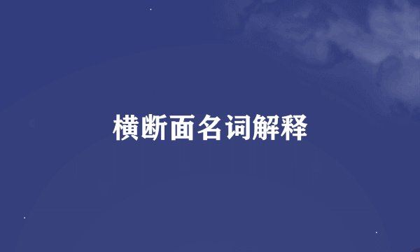 横断面名词解释