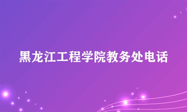 黑龙江工程学院教务处电话