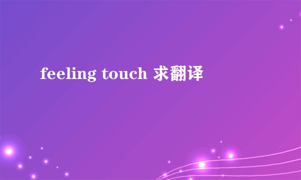 feeling touch 求翻译