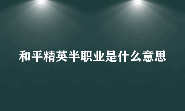 和平精英半职业是什么意思