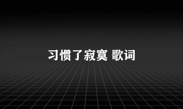 习惯了寂寞 歌词