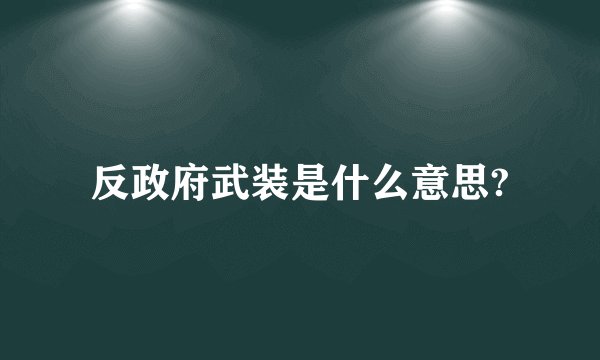 反政府武装是什么意思?