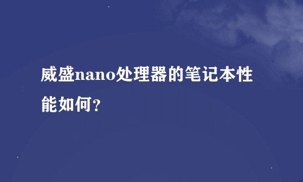 威盛nano处理器的笔记本性能如何？