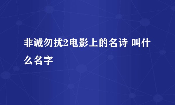 非诚勿扰2电影上的名诗 叫什么名字
