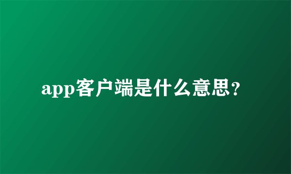 app客户端是什么意思？