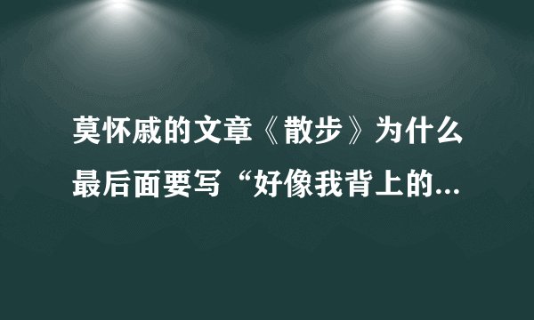 莫怀戚的文章《散步》为什么最后面要写“好像我背上的同她背上的加起来，就是整个世界。”？拜托各位大神