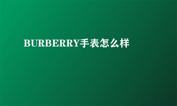 BURBERRY手表怎么样