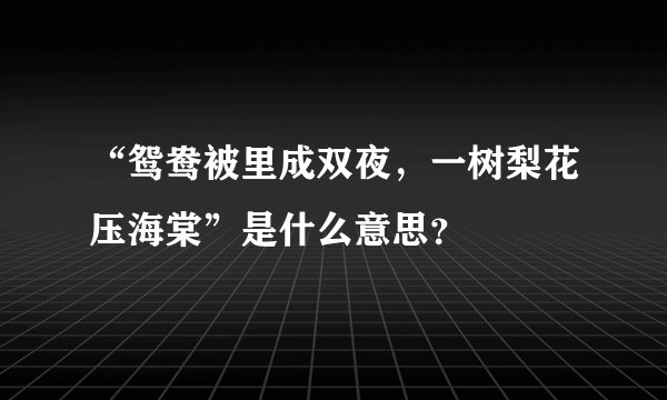 “鸳鸯被里成双夜，一树梨花压海棠”是什么意思？