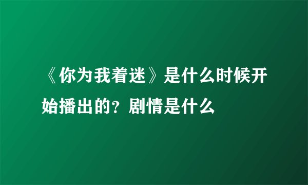 《你为我着迷》是什么时候开始播出的？剧情是什么