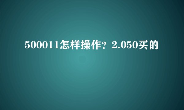 500011怎样操作？2.050买的