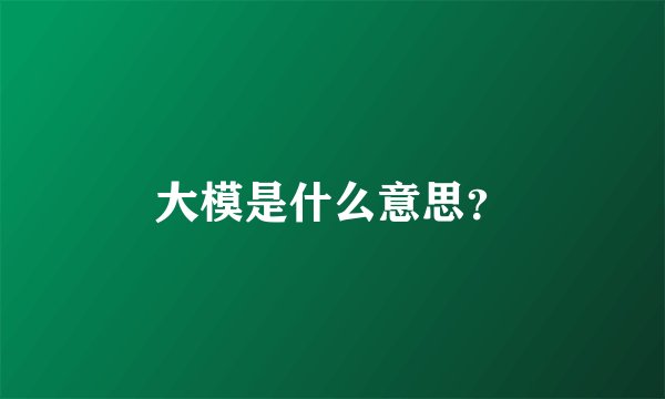 大模是什么意思？