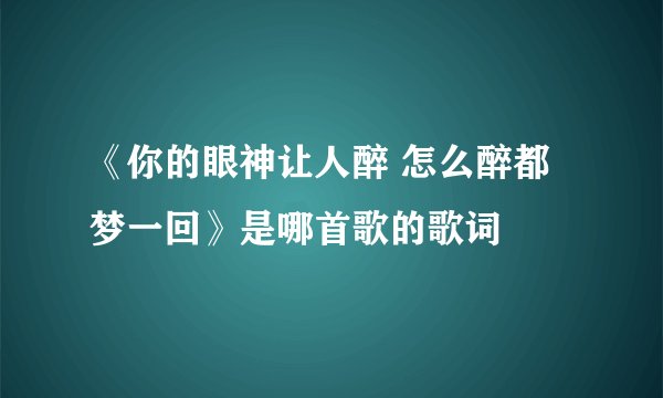 《你的眼神让人醉 怎么醉都梦一回》是哪首歌的歌词