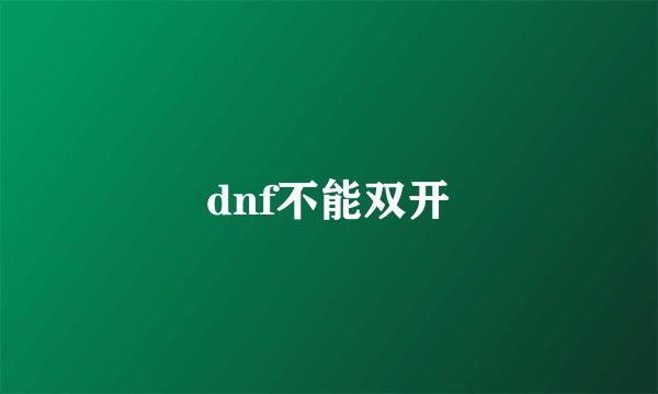 dnf不能双开