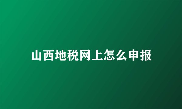 山西地税网上怎么申报