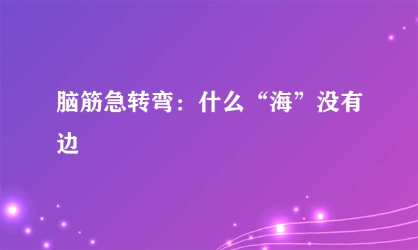 脑筋急转弯：什么“海”没有边