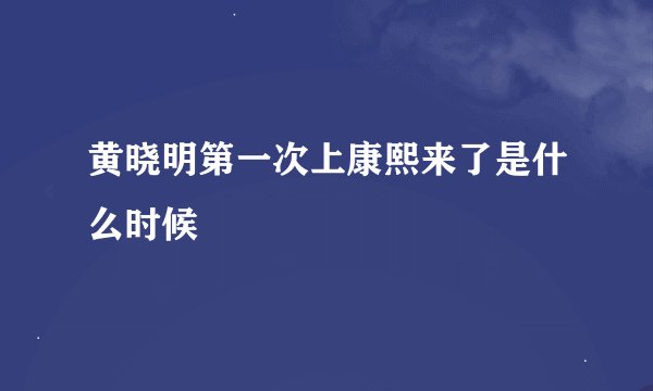 黄晓明第一次上康熙来了是什么时候
