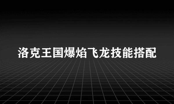 洛克王国爆焰飞龙技能搭配