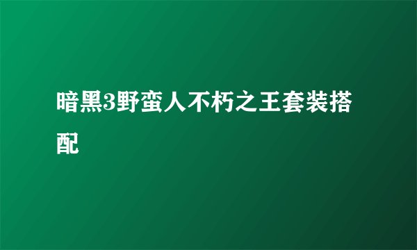 暗黑3野蛮人不朽之王套装搭配