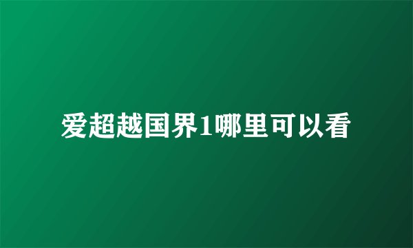 爱超越国界1哪里可以看