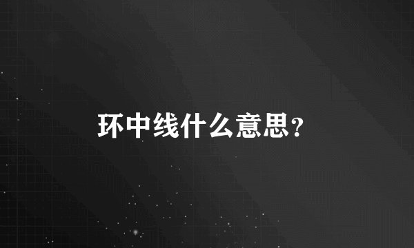 环中线什么意思？