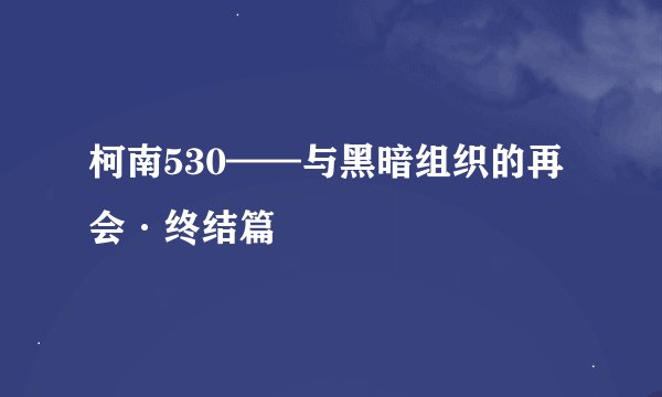 柯南530——与黑暗组织的再会·终结篇