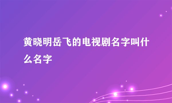 黄晓明岳飞的电视剧名字叫什么名字