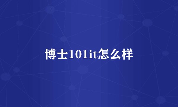 博士101it怎么样