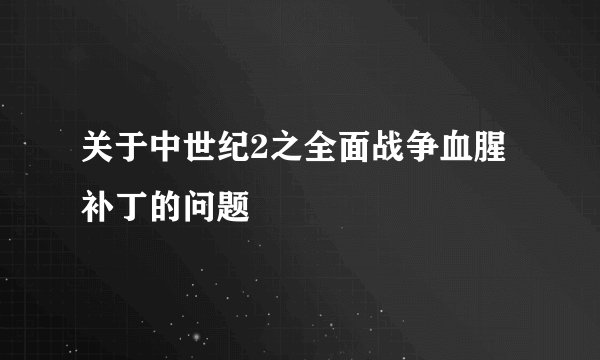 关于中世纪2之全面战争血腥补丁的问题