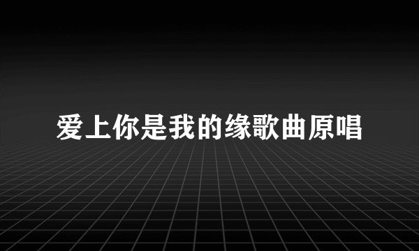 爱上你是我的缘歌曲原唱