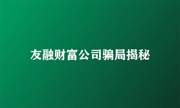 友融财富公司骗局揭秘