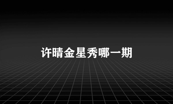 许晴金星秀哪一期