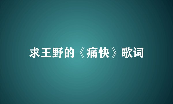 求王野的《痛快》歌词